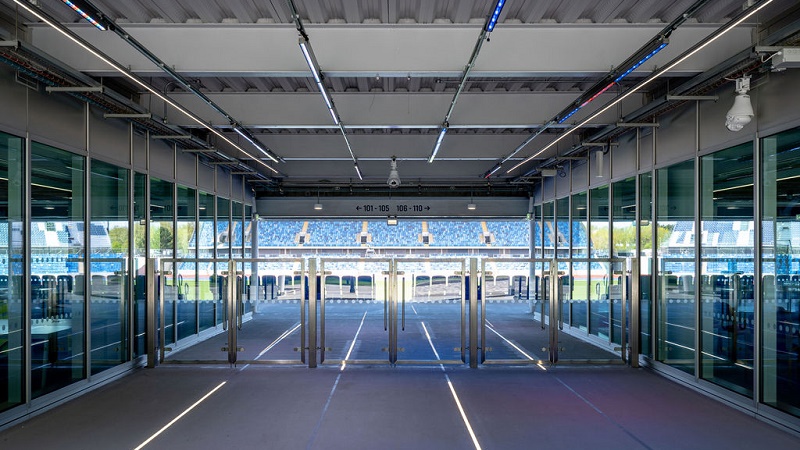 AXS FM 56 Glass Entrance To Stadium