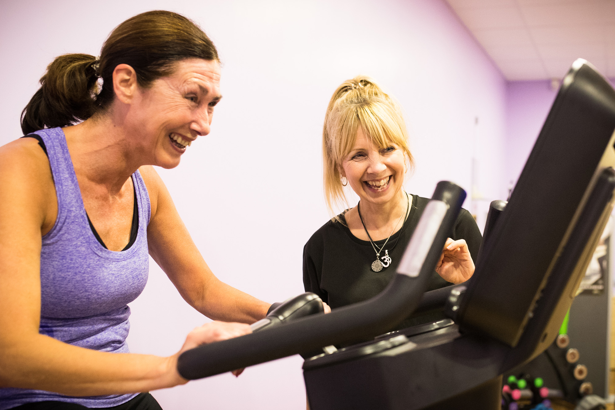 Instructor with older woman